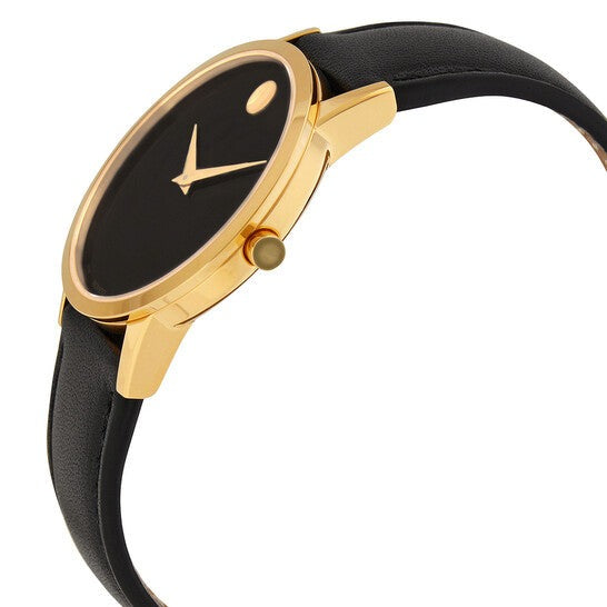 Movado Museum Black Dial Black Leather Strap Watch For Men - 606876 Buy Now By Movado