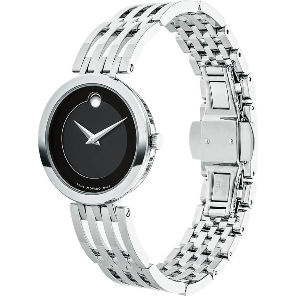 Movado Esperanza 28mm Black Dial Silver Steel Strap Watch For Women - 0607051 Buy Now By Movado