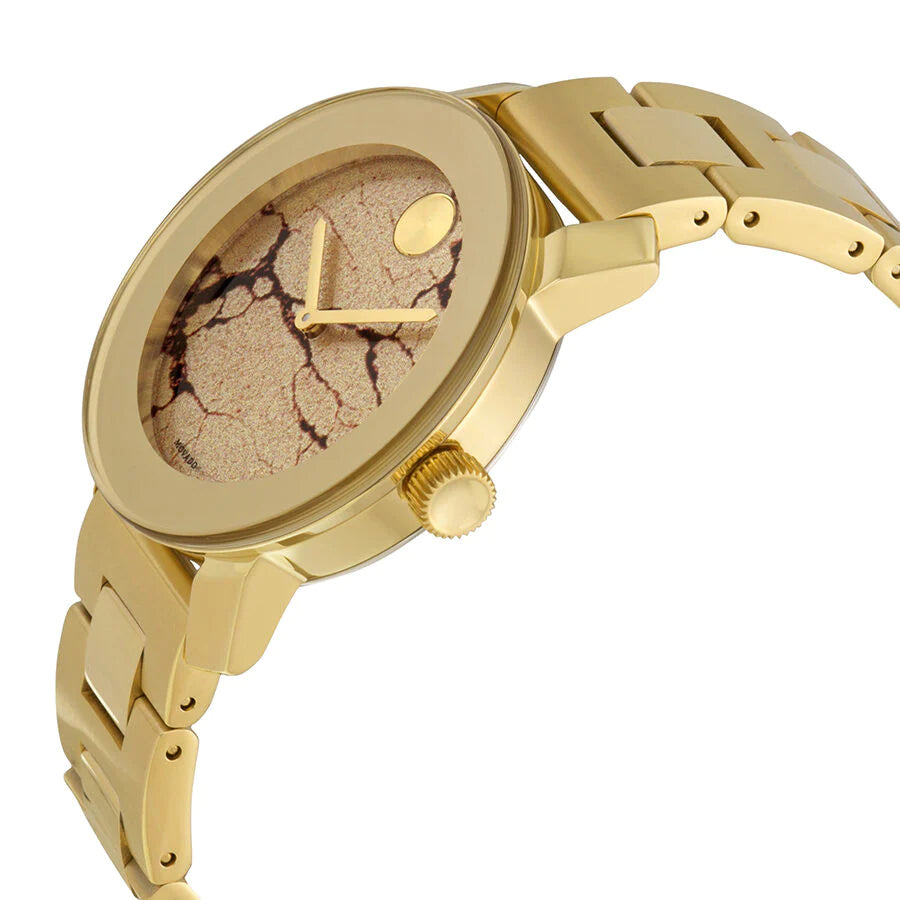Movado Bold Glitter Gold Dial Gold Steel Strap Watch for Women - 3600346 Buy Now By Movado