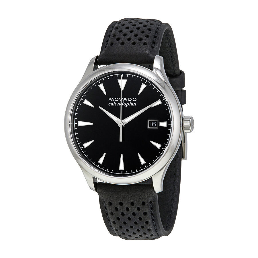 Movado Heritage Calendoplan Black Dial Black Leather Strap Watch for Men - 3650004 Buy Now By Movado