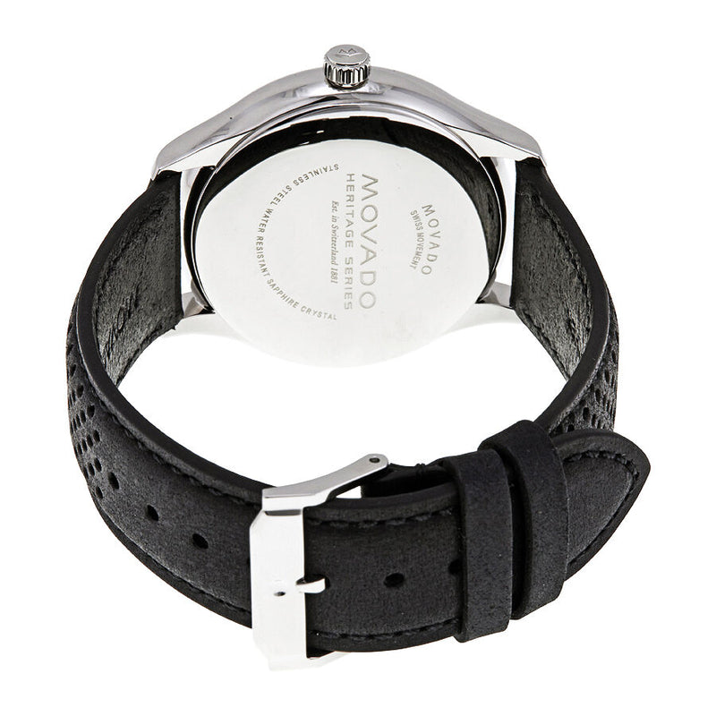 Movado Heritage Calendoplan Black Dial Black Leather Strap Watch for Men - 3650004 Buy Now By Movado