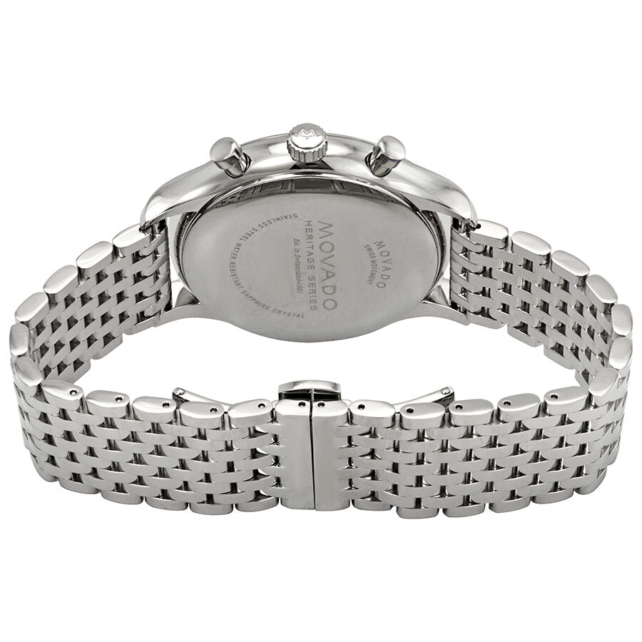 Movado Heritage Calendoplan Chronograph Black Dial Silver Steel Strap Watch for Men - 3650014 Buy Now By Movado