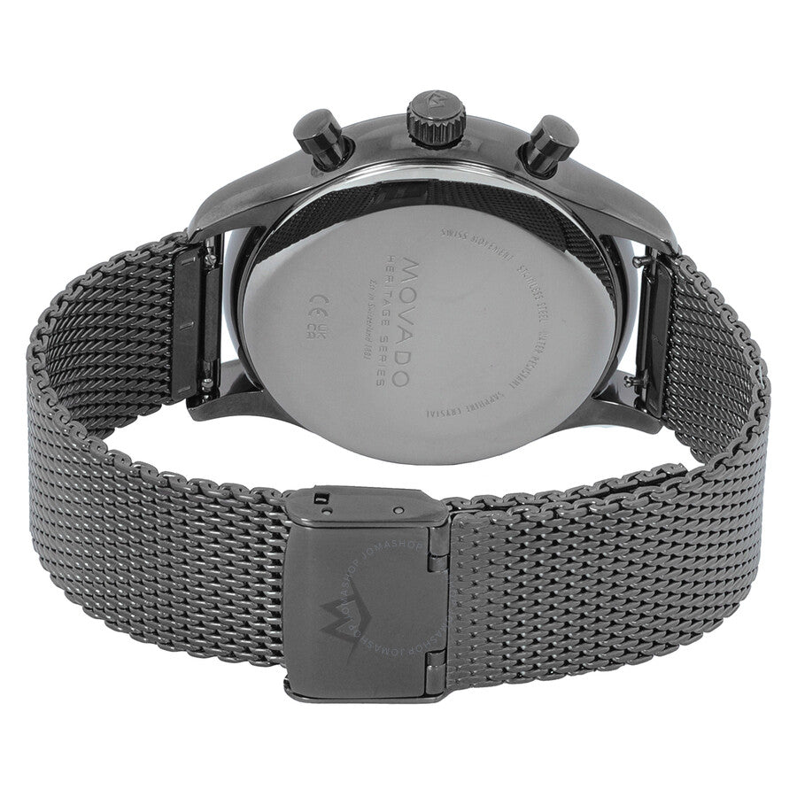 Movado Heritage Calendoplan Chronograph Black Dial Grey Mesh Strap Watch for Men - 3650100 Buy Now By Movado