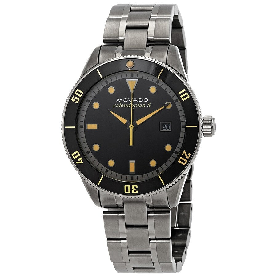 Movado Heritage Calendoplan Black Dial Silver Steel Strap Watch For Men - 3650095 Buy Now By Movado