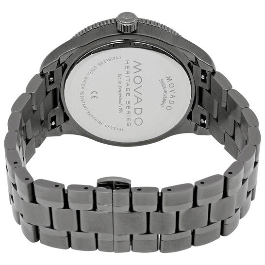 Movado Heritage Calendoplan Black Dial Silver Steel Strap Watch For Men - 3650095 Buy Now By Movado