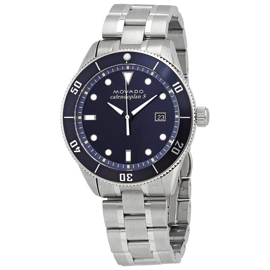 Movado Heritage Calendoplan Blue Dial Silver Steel Strap Watch For Men - 3650094 Buy Now By Movado