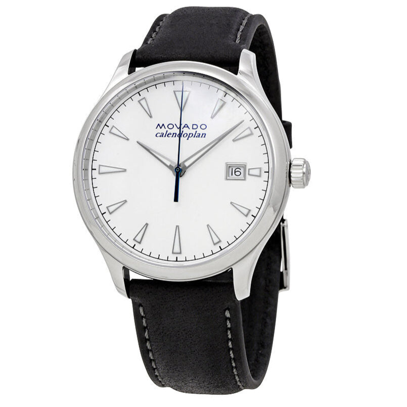 Movado Heritage Calendoplan White Dial Black Leather Strap Watch for Men - 3650002 Buy Now By Movado