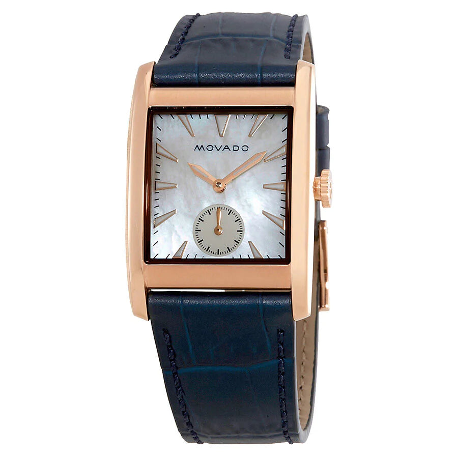 Movado Heritage Mother of Pearl White Dial Blue Leather Strap Watch For Women - 3650052 Buy Now By Movado