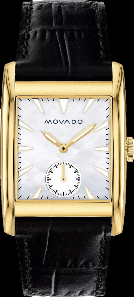 Movado Heritage Mother of Pearl White Dial Black Leather Strap Watch For Women - 3650050 Buy Now By Movado
