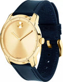 Movado Bold Gold Dial Blue Leather Strap Watch For Men - 3600469 Buy Now By Movado