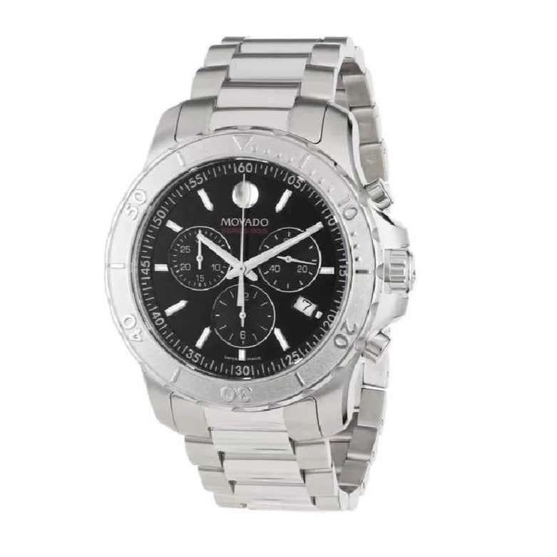 Movado Series 800 Chronograph Black Dial Silver Steel Strap Watch For Men - 2600110 Buy Now By Movado