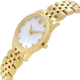 Movado Museum Classic Diamonds Mother of Pearl Dial Gold Steel Strap Watch For Women - 0606998 Buy Now By Movado