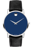 Movado Museum Classic Blue Dial Black Leather Strap Watch for Men - 0607197 Buy Now By Movado