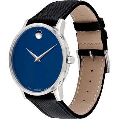 Movado Museum Classic Blue Dial Black Leather Strap Watch for Men - 0607197 Buy Now By Movado