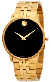 Movado Museum Classic Quartz Black Dial Gold Steel Strap Watch for Men - 0607203 Buy Now By Movado