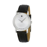 Movado Museum Silver Dial Black Leather Strap Watch For Women - 2100003 Buy Now By Movado