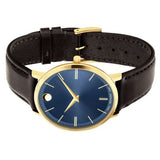 Movado Ultra Slim Blue Dial Brown Leather Strap Watch For Men - 0607088 Buy Now By Movado