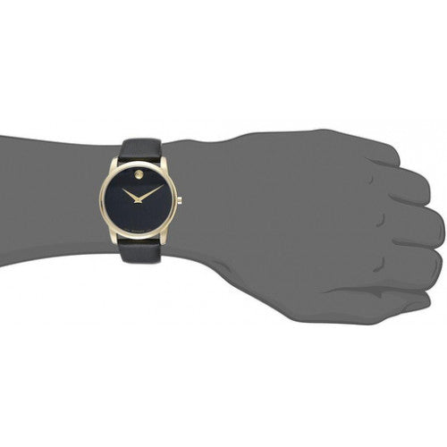 Movado Museum Black Dial Black Leather Strap Watch For Men - 606876 Buy Now By Movado