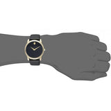 Movado Museum Black Dial Black Leather Strap Watch For Men - 606876 Buy Now By Movado
