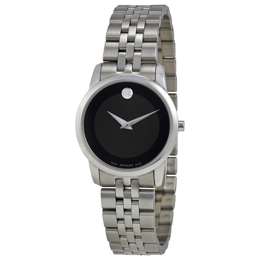 Movado Museum Classic Black Dial Silver Steel Strap Watch For Women - 0606505 Buy Now By Movado