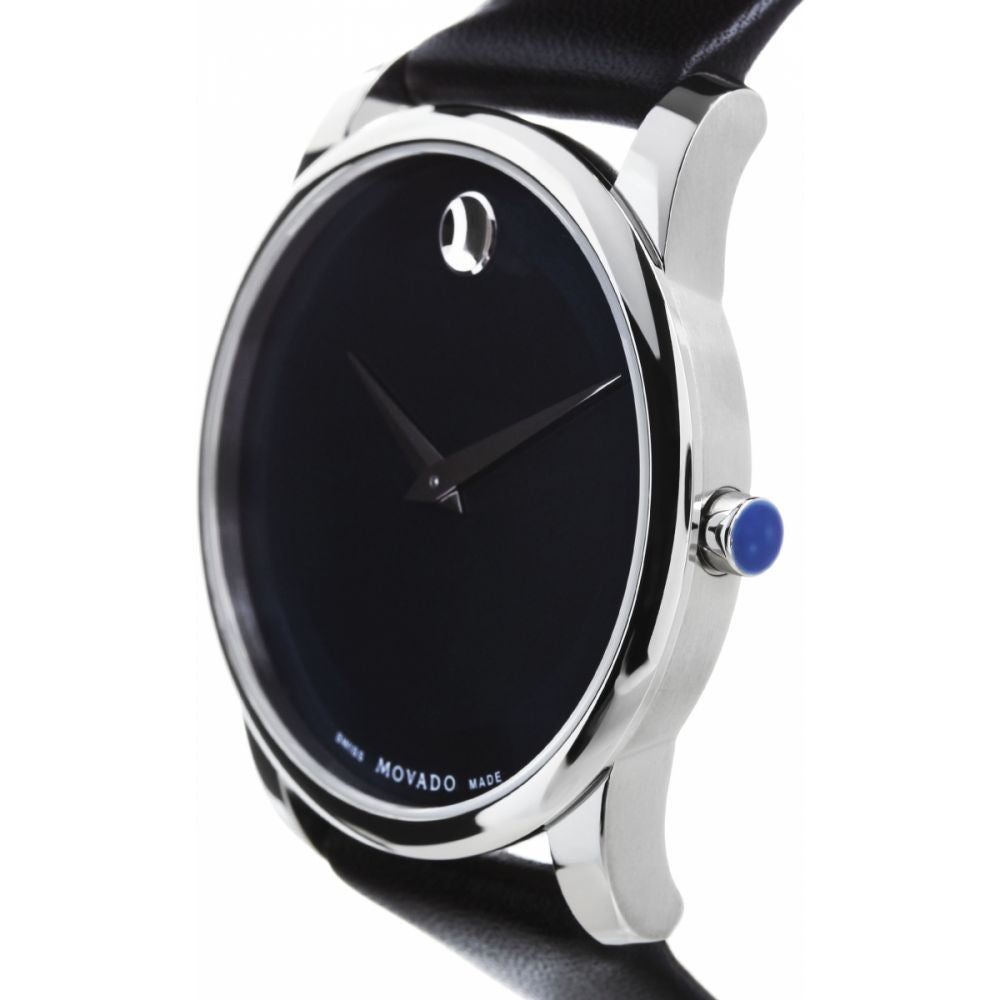 Movado Museum Classic Blue Dial Black Leather Strap Watch for Men - 606610 Buy Now By Movado
