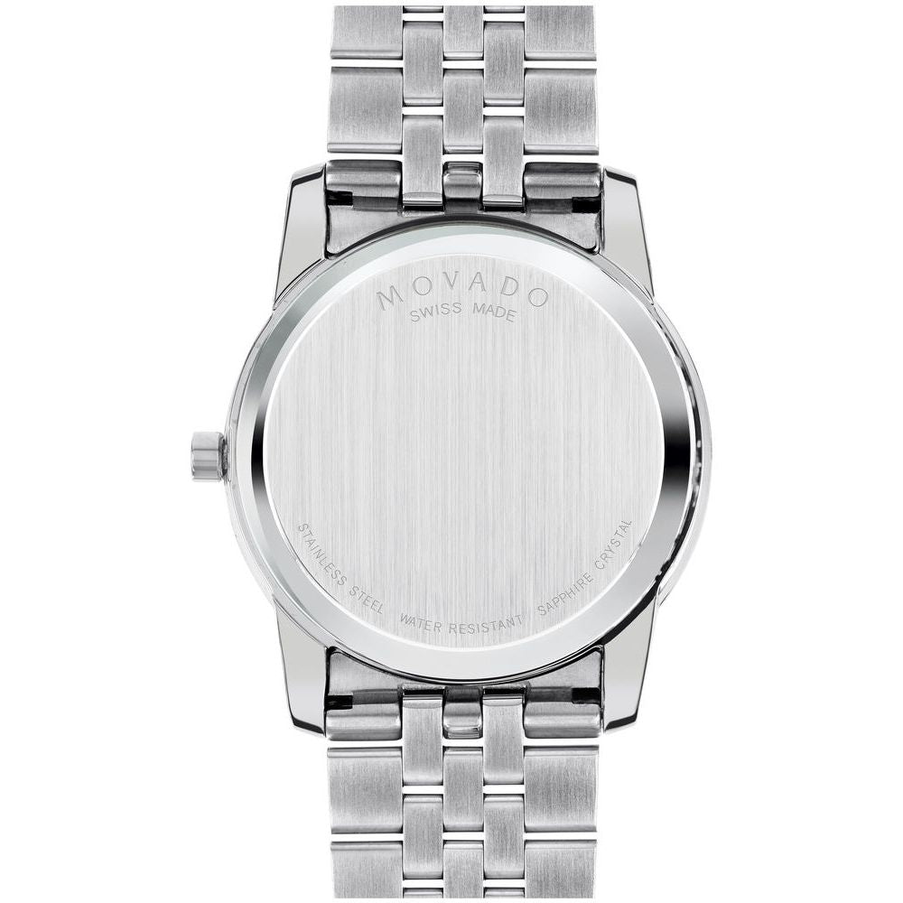 Movado Museum Diamonds Black Dial Silver Steel Strap Watch For Men - 606878 Buy Now By Movado