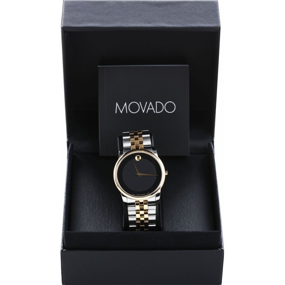 Movado Museum Classic Black Dial Two Tone Steel Strap Watch For Men - 606899 Buy Now By Movado