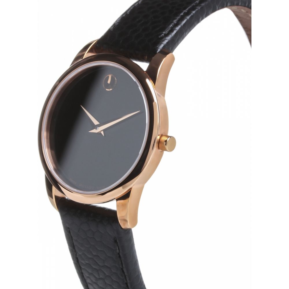 Movado Museum Classic Black Dial Black Leather Strap Watch For Women - 607061 Buy Now By Movado