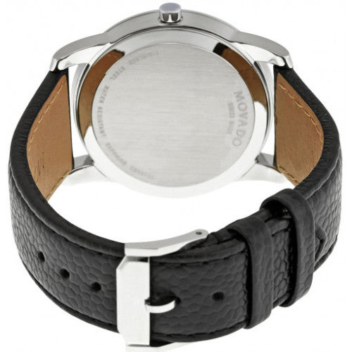 Movado Museum Black Dial Black Leather Strap Watch For Men - 607012 Buy Now By Movado