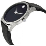 Movado Museum Black Dial Black Leather Strap Watch For Men - 607012 Buy Now By Movado