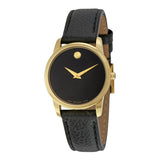 Movado Museum Classic Black Dial Black Leather Strap Watch For Women - 0607016 Buy Now By Movado