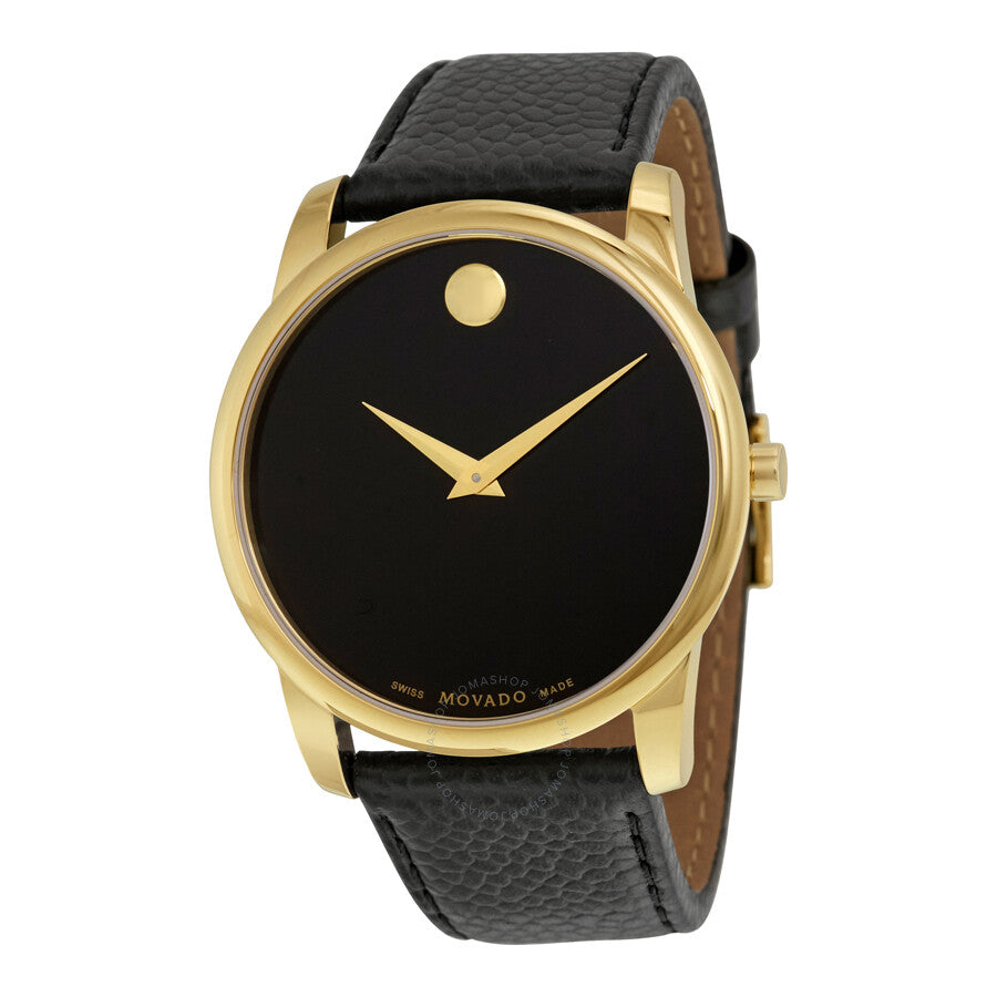 Movado Museum Black Dial Black Leather Strap Watch For Men - 0607014 Buy Now By Movado