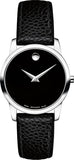 Movado Museum Classic Black Dial Black Leather Strap Watch For Women - 0607015 Buy Now By Movado