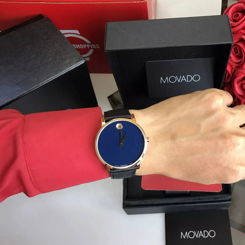 Movado Museum Sport Blue Dial Black Leather Strap Watch for Men - 0607266 Buy Now By Movado