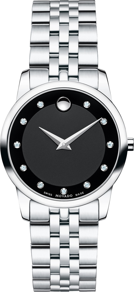 Movado Museum Classic Black Dial Silver Steel Strap Watch For Women - 0606858 Buy Now By Movado