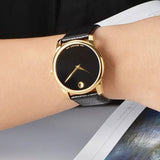 Movado Museum Black Dial Black Leather Strap Watch For Men - 0607014 Buy Now By Movado