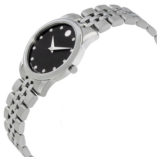 Movado Museum Classic Black Dial Silver Steel Strap Watch For Women - 0606858 Buy Now By Movado