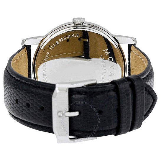 Movado Museum Quartz Silver Dial Black Leather Strap Watch For Men - 2100001 Buy Now By Movado