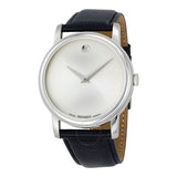 Movado Museum Quartz Silver Dial Black Leather Strap Watch For Men - 2100001 Buy Now By Movado