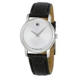 Movado Museum Silver Dial Black Leather Strap Watch For Women - 2100003 Buy Now By Movado
