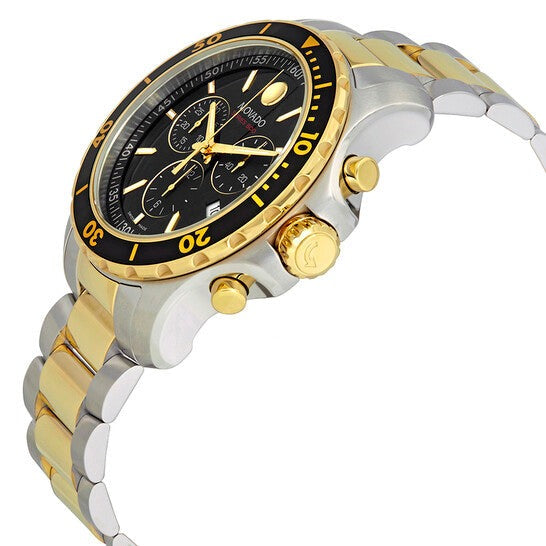 Movado Series 800 Chronograph Black Dial Two Tone Steel Strap Watch For Men - 2600146 Buy Now By Movado
