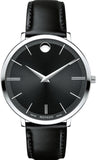 Movado Ultra Slim Black Dial Black Leather Strap Watch For Women - 0607090 Buy Now By Movado