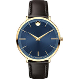 Movado Ultra Slim Blue Dial Brown Leather Strap Watch For Women - 0607092 Buy Now By Movado
