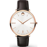 Movado Ultra Slim Silver Dial Brown Leather Strap Watch For Women - 0607093 Buy Now By Movado