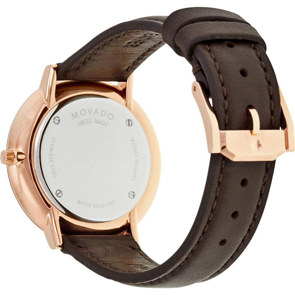 Movado Ultra Slim Silver Dial Brown Leather Strap Watch For Women - 0607093 Buy Now By Movado