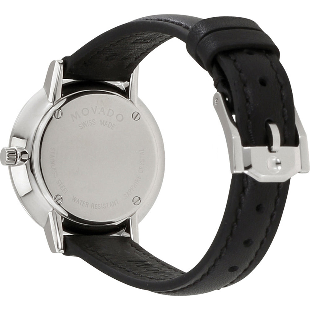 Movado Ultra Slim Black Dial Black Leather Strap Watch For Women - 0607094 Buy Now By Movado