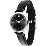 Movado Ultra Slim Black Dial Black Leather Strap Watch For Women - 0607094 Buy Now By Movado