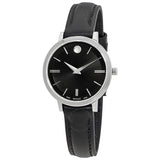 Movado Ultra Slim Black Dial Black Leather Strap Watch For Women - 0607094 Buy Now By Movado