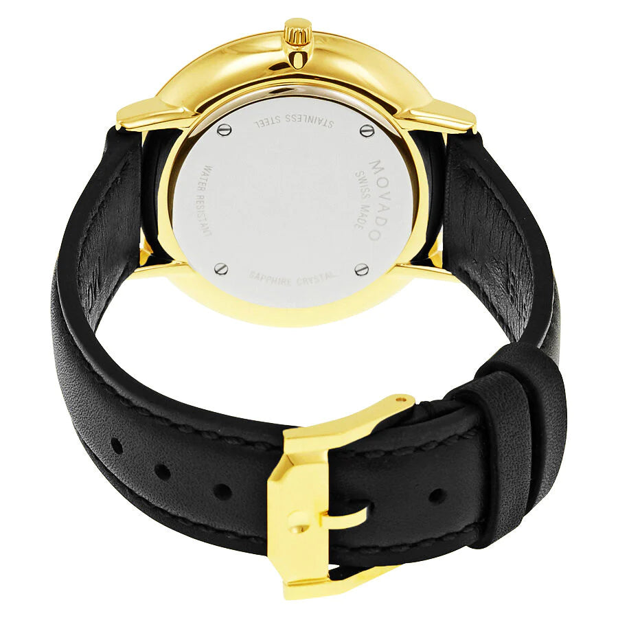 Movado Ultra Slim Black Dial Black Leather Strap Watch For Women - 0607091 Buy Now By Movado