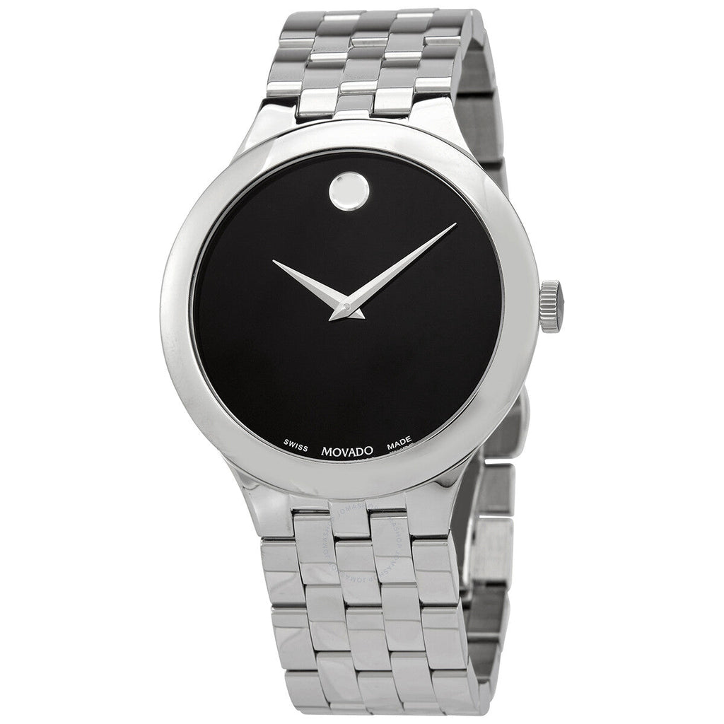 Movado Classic Quartz Black Dial Silver Steel Strap Watch for Men - 0606337 Buy Now By Movado